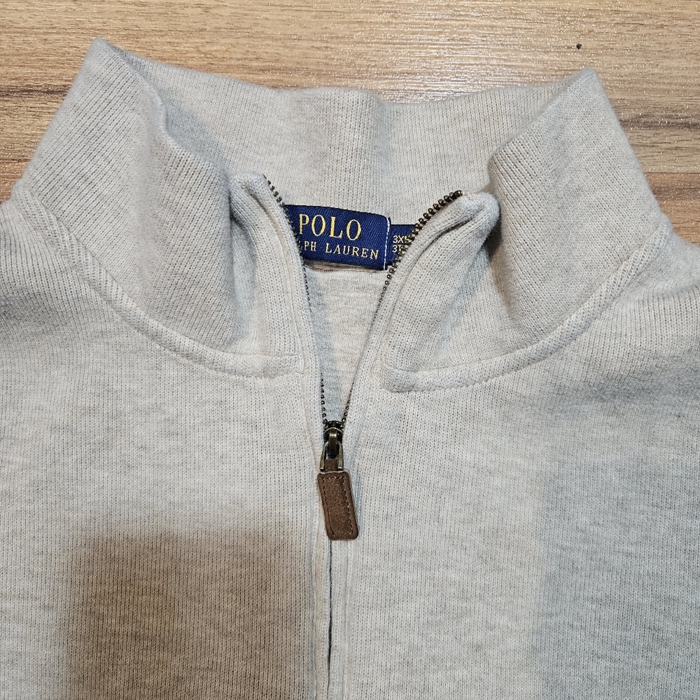 Polo Ralph Lauren Men’s 3XB Quarter Zip Mock Neck Sweatshirt Gray Big & Tall - Picture 3 of 7